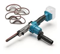 Lijadora de banda con batería compatible con Makita 18 V, lijadora eléctrica de mano a 90°, batería ajustable con 6 niveles de velocidad, 24 bandas de lijado para madera, metal y plástico