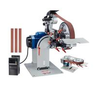 Lijadora de banda VEVOR, pulidora de banda de velocidad variable de 72 x 2 pulgadas con VFD, afilador de cuchillos de 1500 W con 3 moldes de pulido y 3 bandas de lijado para trabajar metales, compatib
