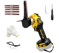 Lijadora de cinta a batería compatible con la batería Dewalt de 20V | 0-13000 RPM, Sin escobillas, ajustable en 360°, 40 cintas abrasivas (grano 40/60/80/120/180) para madera, metal y plástico