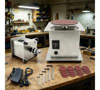 Lijadora de disco de banco eléctrica de 220V con 7 rodillos de lijado de velocidad Variable, Mini afilador de bordes autoadhesivo para molienda de sobremesa US