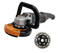 Lijadora de Hormigón MAXXT : amoladora 125 con motor de 1500W, 1000-8500rpm, 7 niveles velocidad，Borde lateral ajustable, para pisos de concreto/aceras/estacionamientos/almacenes