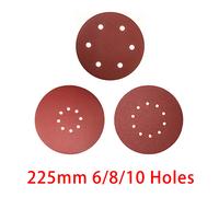 Lijadora de pared de 225mm, 6/8/10 agujeros, papel de lija, disco de molienda de Metal, pulido abrasivo plano 40-60-80-100-120-2000Grit, herramientas de lijado de 9 pulgadas 6 holes 225mm 10pcs