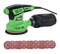 Lijadora de ratón, rota, orbital, potencia 300 W, velocidad ajustable 6000-13000 rpm, aspirador integrado y bandeja de recogida de polvo, base de cinta de 12,5 cm, con 12 discos abrasivos incluidos