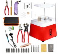 Lijadora de Vidrio Portátil,220V,65W,4200 rpm,con Función de Absorción Automática, Capucha Protectora Clara,2 Cabezales de Lijado Intercambiables y Accesorios de 30 pcs para Vidrio y Cerámica (Rojo)