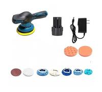 Lijadora eléctrica de 145mm, máquina papel lija Orbital aleatoria sin escobillas, pulidora iones litio for trabajos madera coche Bricolaje y pasatiempos creativos.(1pc battery set)