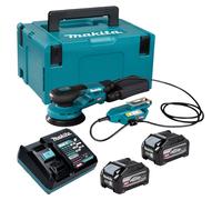 Lijadora excéntrica a batería Makita BO 001 CGU201, 40 V máx., 125 mm, carrera de 5,0 mm, sin escobillas + 2 baterías de 4,0 Ah + cargador + maletín Makpac