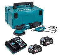 Lijadora excéntrica a batería Makita BO 002 CGU201, 40 V máx., 150 mm, carrera de 5,0 mm, sin escobillas + 2 baterías de 4,0 Ah + cargador + Makpac