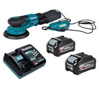 Lijadora excéntrica a batería Makita BO 002 CGU201, 40 V máx., 150 mm, carrera de 5,0 mm, sin escobillas + 2 baterías de 4,0 Ah + cargador