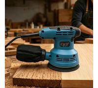 LIJADORA EXCENTRICA AIORBER de 600W, 16000 RPM, lijadora manual con bolsa de polvo para madera, muebles y proyectos de bricolaje, color azul