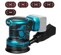 Lijadora excéntrica con batería, 125 mm, lijadora excéntrica profesional para batería Makita de 18 V, motor sin escobillas, 11000 rpm, 3 niveles de potencia con 15 papeles de lija (sin batería)