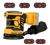 Lijadora excéntrica para batería DeWalt, lijadora profesional de 125 mm con 15 hojas de papel de lija, 3 niveles de potencia y motor sin escobillas de 11000 rpm, para lijar, encerar y pulir (sin