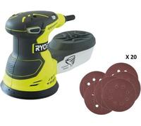 Lijadora excéntrica RYOBI ROS300A, 300 W, superficie de lijado de 125 mm, 7000-13000 RPM, incluye bolsa de transporte y 20 hojas de lija