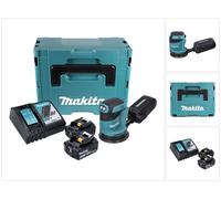 Lijadora excéntrica sin cable Makita DBO 180 RTJ 18V + 2x Baterías 5.0Ah + Cargador + Maletín Makpac