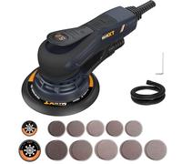 Lijadora MAXXT sin escobillas 350 W - Excéntrica 5.0 con discos 150 y 125 mm, conexión de 3 orificios, 4000-10000 rpm (6 vel.). Incluye 20 papeles de lija.