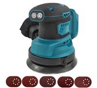 Lijadora orbital aleatoria sin escobillas compatible con MK 18 V, lijadora eléctrica de palma aleatoria Brushelss de 5 pulgadas con 25 piezas de papel de lija de 125 mm, rotación de 3 velocidades
