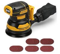 Lijadora Orbital Inalámbrica 125 mm para Dewalt 20V (sin Batería) | Lijadora eléctrica sin escobillas, 4000-8000 rpm, 3 velocidades, 21 hojas de lija y bolsa de polvo
