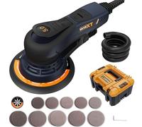 Lijadora orbital MAXXT 5,0mm sin escobillas | Plato doble 150mm & 125mm | Motor EC 350W | 4000-10000 RPM | Caja moldeada | 20 hojas para madera y pulido
