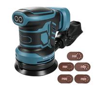 Lijadora orbital sin escobillas compatible con Makita 18V batería, 6 velocidades 21000RPM, 125mm Lijadora orbital inalámbrica con papel de lija de 25pcs y bolsa para el polvo para lijar pulido