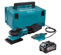 Lijadora oscilante a batería Makita BO 005 CGU101, 40 V máx., 80 x 130 mm, carrera de 3,0 mm, sin escobillas + 1 batería de 4,0 Ah + Makpac —sin cargador—