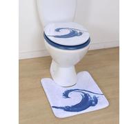 LiKeKa® Tapa de inodoro de madera, asiento de inodoro con diseño y fácil limpieza, tapa de inodoro apta para inodoros convencionales, carga de 150 kg (azul ave)