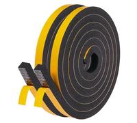 LIKERAINY Burletes Puertas Tira de Sellado 13x13mm Sello de Espuma Autoadhesiva Burlete de Goma para Puerta Ventana Cinta para Anti Frío Aislante Ruido y Colisión Negro 2 Rollos 4 Metros
