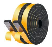 LIKERAINY Burletes Puertas Tira de Sellado 19x8mm Sello de Espuma Autoadhesiva Burlete de Goma para Puerta Ventana Cinta para Anti Frío Aislante Ruido y Colisión Negro 2 Rollos 4 Metros