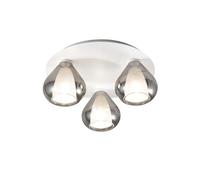 Lila - Lámpara De Techo Redonda D.40cm Fabas Luce - Aplique De Pared Con 3 Bombillas Led E27 Max 40w - Ahumado