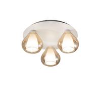 Lila - Lámpara De Techo Redonda D.40cm Fabas Luce - Aplique De Pared Con 3 Bombillas Led E27 Max 40w - Ámbar