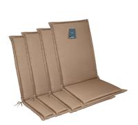 LILENO HOME Cojín para silla de jardín [juego de 4 - Respaldo alto] en color topo - Cómoda tumbona como cojín para muebles de jardín - Cojín para sillas de jardín y sillas plegables MIA