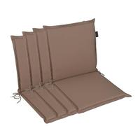 LILENO HOME Cojín para silla de jardín [juego de 4 - respaldo bajo] en color topo - Tumbona cómoda como cojín para muebles de jardín - Cojín para sillas de jardín y sillas plegables MIA