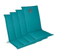 LILENO HOME Cojines para silla de jardín [juego de 4 - respaldo alto] en color azul petróleo - Tumbona cómoda como cojín para muebles de jardín - Cojín para sillas de jardín y sillas plegables MIA