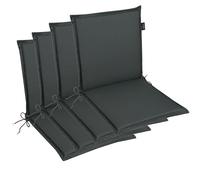 LILENO HOME Cojines para silla de jardín [juego de 4 - respaldo bajo] en antracita - Tumbona cómoda como cojín para muebles de jardín - Cojín para sillas de jardín y sillas plegables MIA