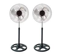 LILI HOME ️ Pack de 2 Ventiladores Metálicos Potentes 90W: Gira la cabeza de izquierda a derecha. Esfera de Ø50 cm con 3 aspas metálicas que maximizan el flujo de
