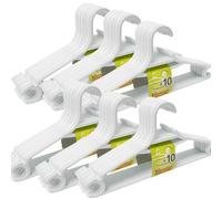 LILI HOME Pack de 30 / 60 Perchas Económicas Blancas para Adultos 39 x 18 cm. Cada percha está fabricada con plástico resistente y cuenta con un diseño antideslizante, ideal para asegurar que la ropa