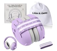 Lilian&Gema 2 en 1 Auriculares de bebé antiruido -25 dB, protectores acústicos para bebés, diadema ajustable, antideslizante y antiestrés, protección acústica ideal para bebés de hasta 48 meses