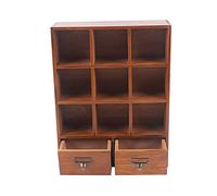 Lilyeriy Armario de almacenamiento de madera con 2 cajones y 9 compartimentos individuales, vitrina de pared de estilo vintage para salón, dormitorio, estudio, color marrón