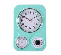 Lily's Home Reloj de Pared Retro para Cocina, con termómetro y Temporizador de 60 Minutos, Ideal para Cualquier Cocina, Color Turquesa (9.5 x 13.3 Pulgadas)