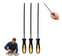 Lima de motosierra de 3 piezas, herramienta de limas de afilado redondas de 3, 2 mm con mango de agarre cómodo para afilar y moler motosierras de cadena, negro