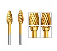 Lima giratoria de carburo resistente, recubierta de titanio con borde de corte frontal, rebaba de molienda de vástago de 3 mm para aplicaciones de metalurgia (B)