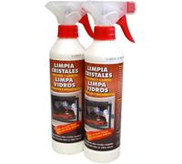 Limpiacristales antihollín para Chimenea, casetes y horno de hogar, Promoción especial Pack de 2 unidades x 500 ml, PYRO FEU