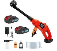 Limpiador de alta presión con regulación de presión continua, compatible con batería Makita de 18 V, motor sin escobillas, boquilla multifunción 6 en 1 para coche, balcón, jardín y terraza, 2 baterías