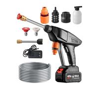 Limpiador de alta presión de agua con manguera de acero inoxidable de 5 m | Lavadora de alta presión inalámbrica para vehículos para coche, hogar, muebles, balcón, terraza, jardín, valla
