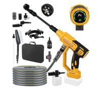 Limpiador de alta presión inalámbrico compatible con Dewalt 20 V, 570 W, limpiador de alta presión de mano sin escobillas, con boquilla 6 en 1, pistola de alta presión de 4 niveles para la limpieza de