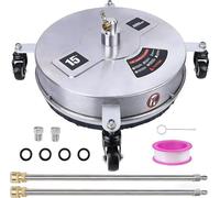 Limpiador de superficies para hidrolavadora de 39 cm, con 4 ruedas, carcasa de acero inoxidable y conector rápido de 1/4 de pulgada. Incluye: accesorio para hidrolavadora con 2 varillas de extensión y