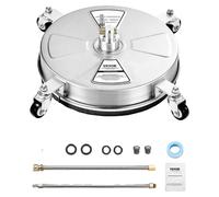 Limpiador de superficies para hidrolimpiadora VEVOR de 395 mm, accesorio para hidrolimpiadora de acero inoxidable con 4 ruedas, 276 bar, conexión rápida de 6,35 mm, 2 boquillas de pulverización, 2 bar
