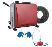 Limpiador de tuberías eléctrico, motor de 280W, 5 cables de acero, 7 herramientas de corte, adecuado para tuberías de 4-10 cm, control manual de avance