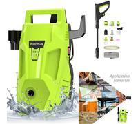 Limpiadora a presión - Eléctrica - Potencia 5000 W - Presión 350 bar / 5000 PSI - Caudal 5 l/min - Manguera 7 m - Voltaje 240 V - Color: verde