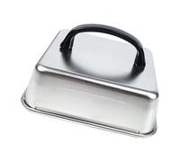 Limtula Tapa de parrilla de barbacoa de acero inoxidable con mango ergonómico, cubierta cuadrada para untar queso, cúpula de fusión de queso para uso en interiores y exteriores, accesorio de barbacoa