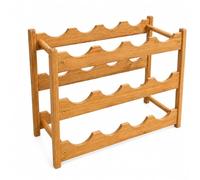 LIN HOME Botellero de Madera para 12 Botellas con 3 Niveles 43×21×31 cm