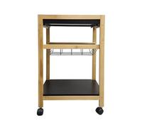 LIN HOME Carrito de Almacenamiento de 3 Niveles con Ruedas, Estantería Móvil con Marco de Madera y Cestas Metálicas, Salón, Dormitorio y Baño,35x24.5x55cm,XZ-24765,Negro